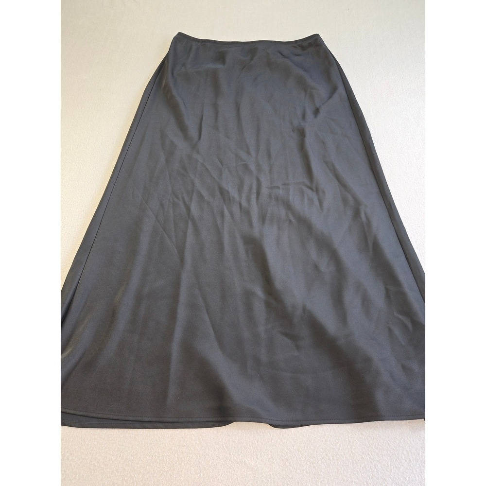 A‎ New Day Midi Skirt Womens Large Black Elastic Waist Recycled Polyester A-Line